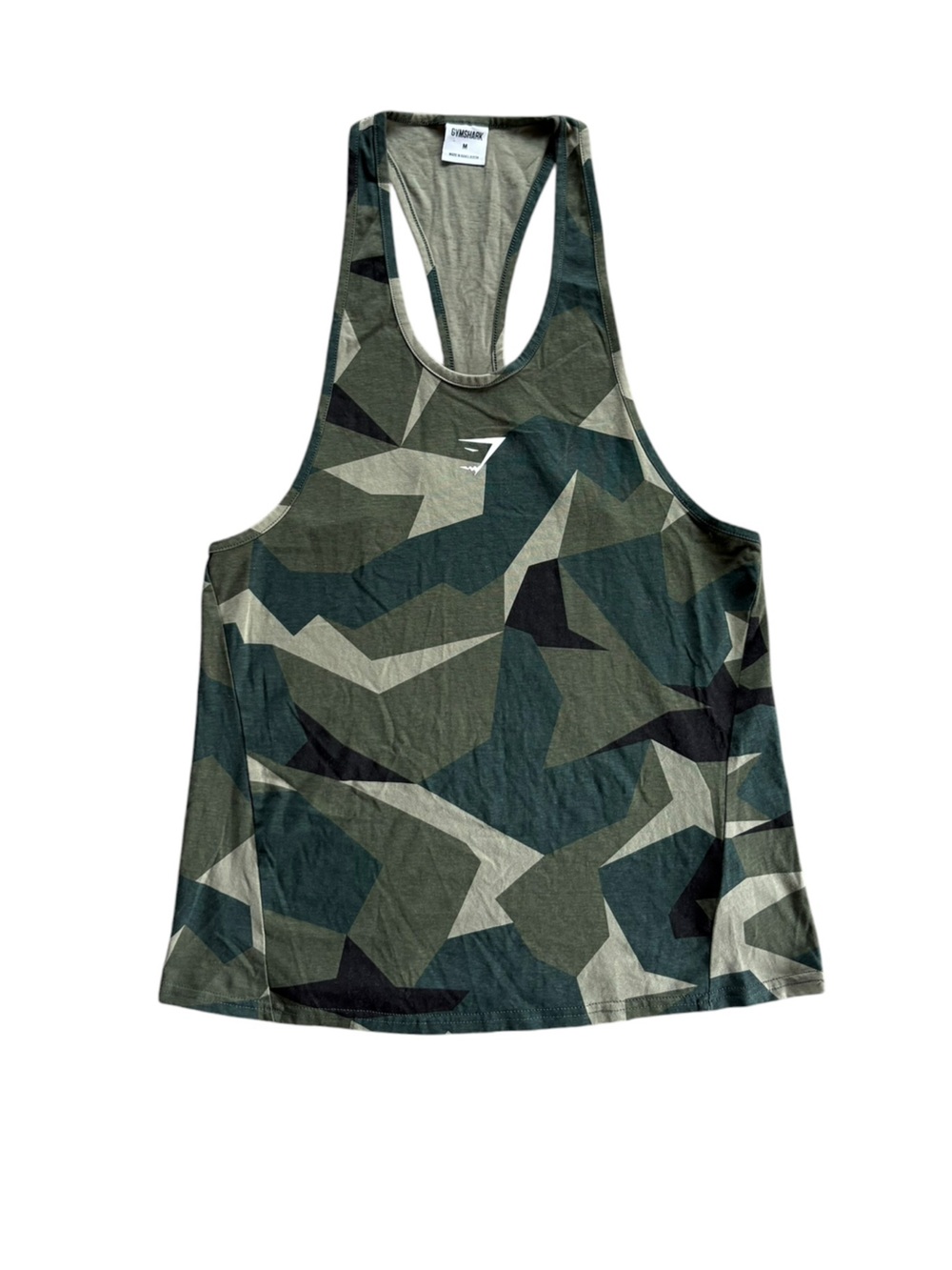 Gymshark Camo Racerback Tank Top | Olive Black Utility Print | Medium M - Picture 2 of 6